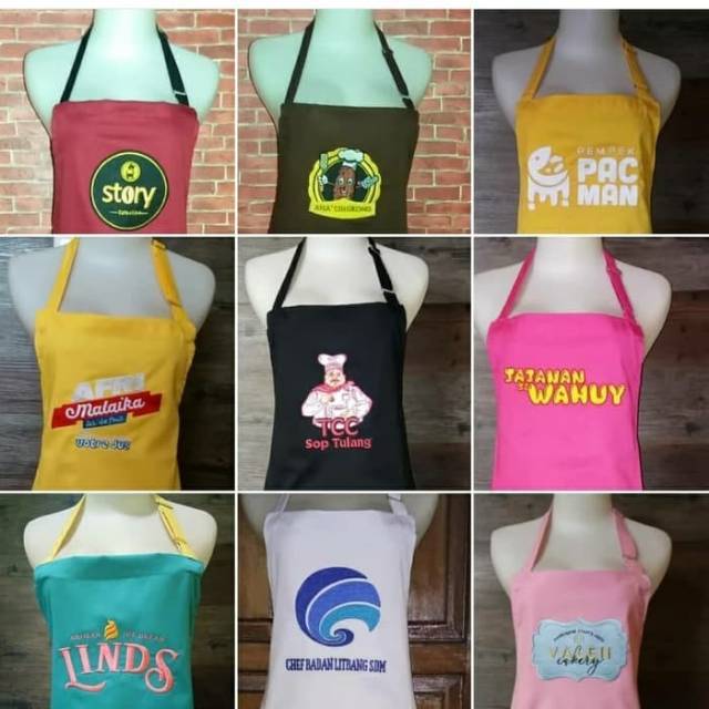 Bordir logo celemek apron,bordir logo gambar,Bordir Logo satuan,Bordir Baju,Sablon baju ( link khusus biaya tambahan bordir dan sablon )