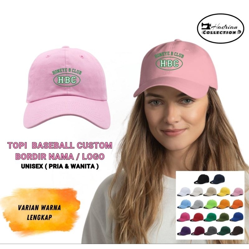 Topi baseball custom bordir nama dan logo | Topi Polos warna warni pria dan wanita