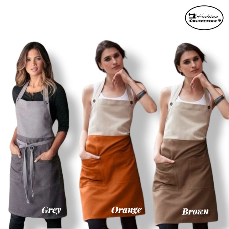 Celemek Apron Masak Celemek Kitchen Celemek Dapur Celemek Barista Bartender waitres - Abu, Cokla muda