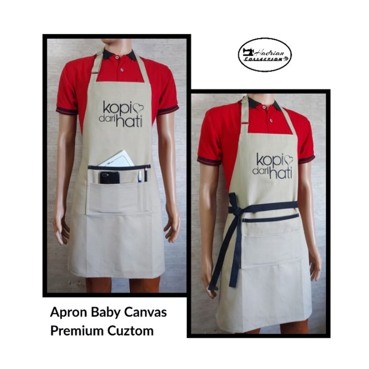 Celemek Apron Barista Kitchen Waitres Canvas Cuztom Qualitas premium - free bordir logo