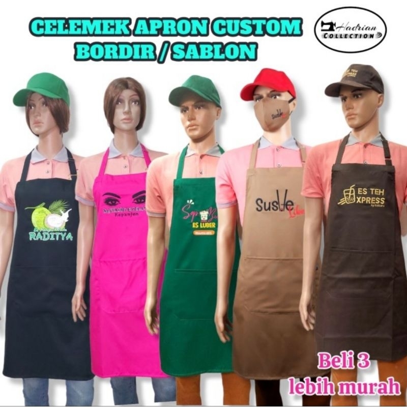 Celemek apron Custom Celemek Dapur Celemek masak Celemek waitres Celemek Barista Celemek grosir murah.