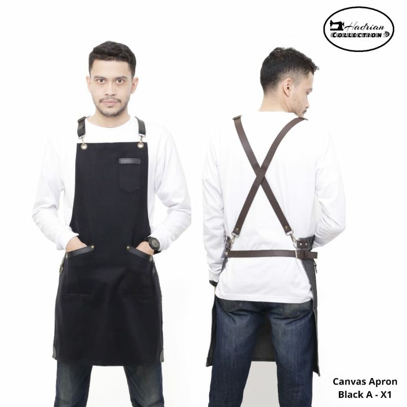 Celemek Apron Canvas Barista | Celemek Waitres | Celemek Bartender | Celemek Cafe | Celemek Masak | Celemek Cuztom bordir logo dan nama Celemek canvas Premium Best Quality