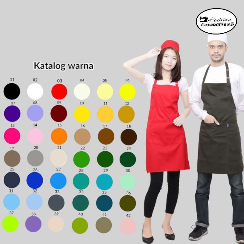 Celemek Apron Best Quality Premium Celemek masak Celemek dapur Celemek pria wanita Celemek waitres Celemek 42 Varian Warna