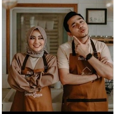 Celemek Apron Barista Waitres Barbeshop Salon Chef - Drill Grade A ( NEW PRODUK )